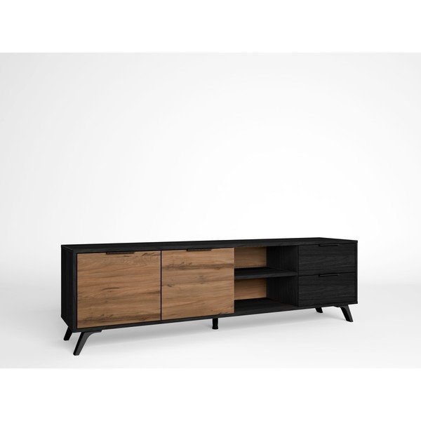 Tavolo TV nero/naturale in noce 181x53 cm Noe - Marckeric-image-4
