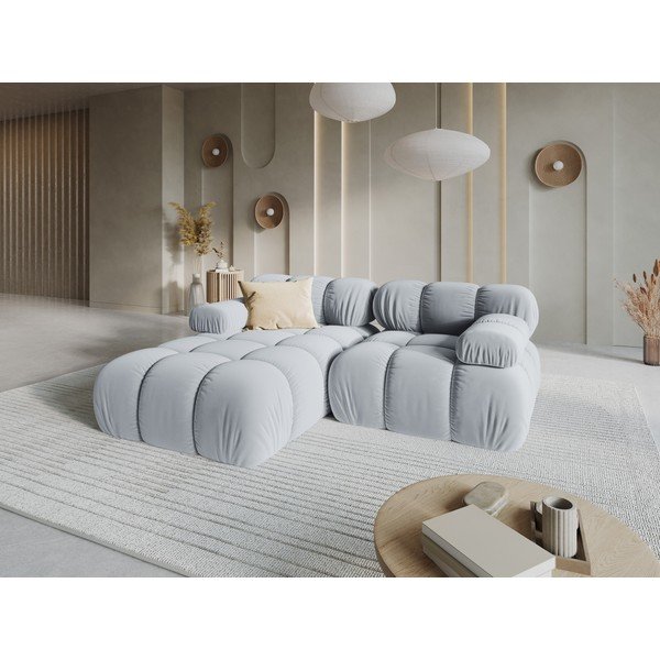 Divano angolare componibile grigio (con penisola a sinistra/con chaise lounge) con rivestimento in velluto – Micadoni -image-1