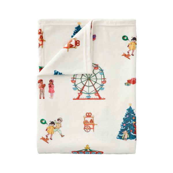 Coperta per bambini bianca in micropile 150x200 cm Christmas Fairground – Belle & Boo