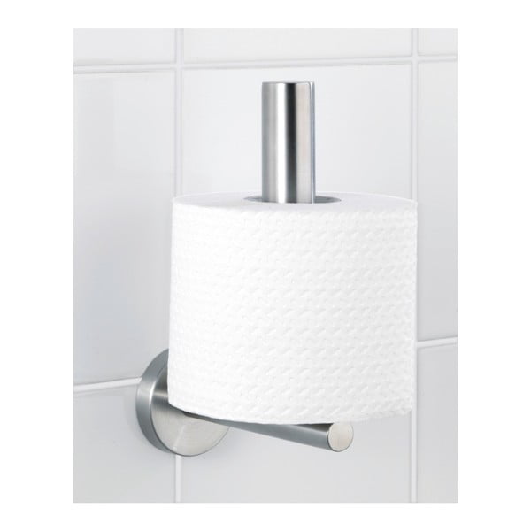 Porta carta igienica a parete in acciaio inox in argento opaco Bosio - Wenko-image-1