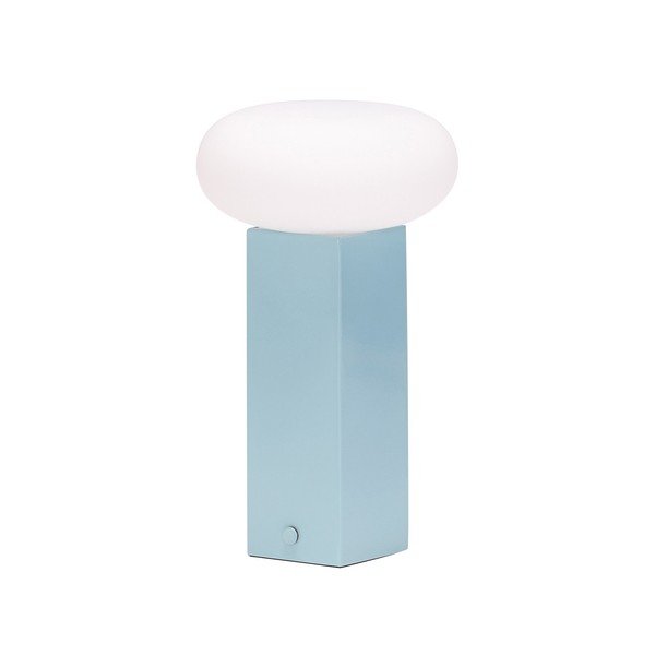 Lampada da tavolo LED blu in metallo con paralume in vetro con intensità regolabile (altezza totale 20 cm) Low – Hübsch