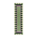 Passatoia verde in lana e viola tessuto a mano 60x230 cm Kai Wool Border - Flair Rugs