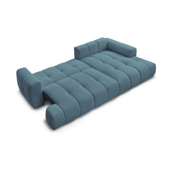 Divano angolare blu allungabile e con contenitore (penisola a destra/chaise lounge) con rivestimento in ciniglia Fuji – Bobochic Paris-image-4