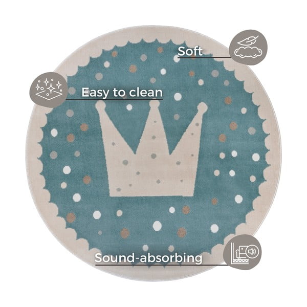 Tappeto blu per bambini ø 140 cm Crown - Hanse Home-image-4