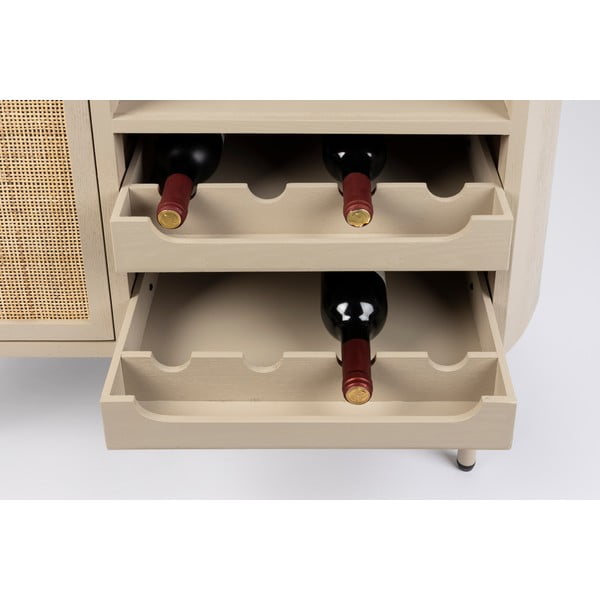 Portabottiglie in rattan crema per 8 bottiglie, 90x100 cm Amaya - White Label-image-1