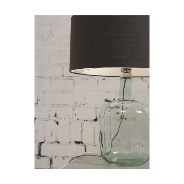 Lampada da tavolo con paralume beige e struttura in vetro riciclato di Murano, ⌀ 30 cm - Good&Mojo-image-4