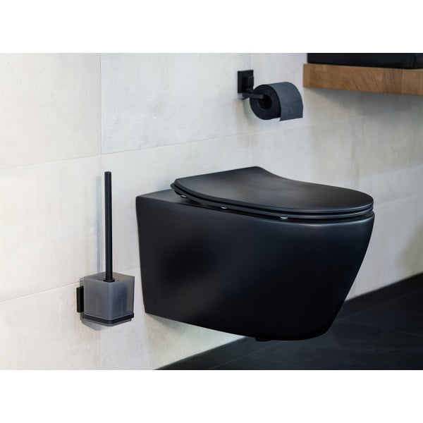 Porta carta igienica autoportante in acciaio inox nero Quadro - Wenko-image-3