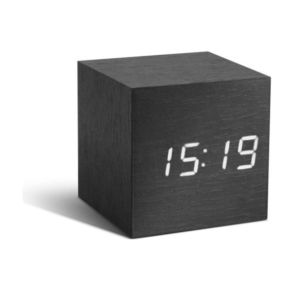 Sveglia grigio scuro con display a LED bianco Orologio Cube Click - Gingko