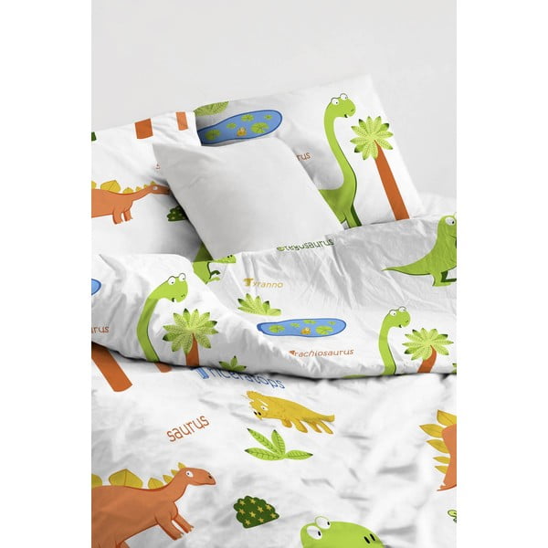 Set copripiumino e federa da bambini bianco per letto singolo 140x200 cm Dinolar – Mijolnir-image-2