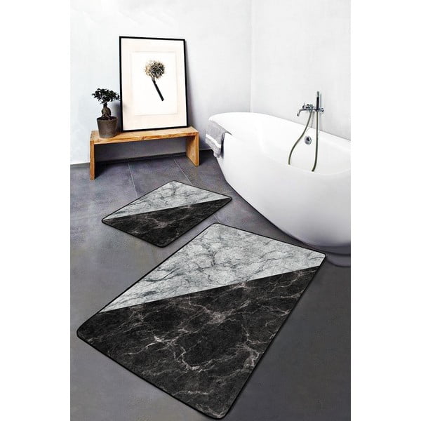 Tappetini da bagno bianchi e neri in set da 2 pezzi 60x100 cm - Mila Home-image-2