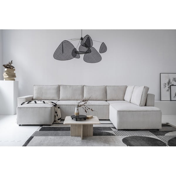 Divano letto angolare in velluto a coste bianco Brave Dave - Miuform-image-4