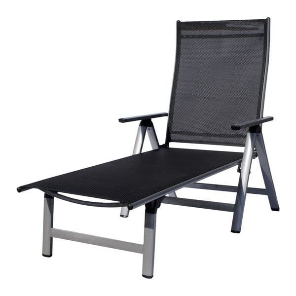 Sdraio da giardino pieghevole in metallo nero e grigio London - Sun Garden-image-2