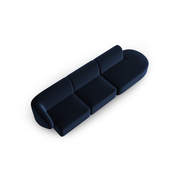 Divano blu con penisola a sinistra con rivestimento in velluto 311 cm Paolo – Milo Casa-image-1