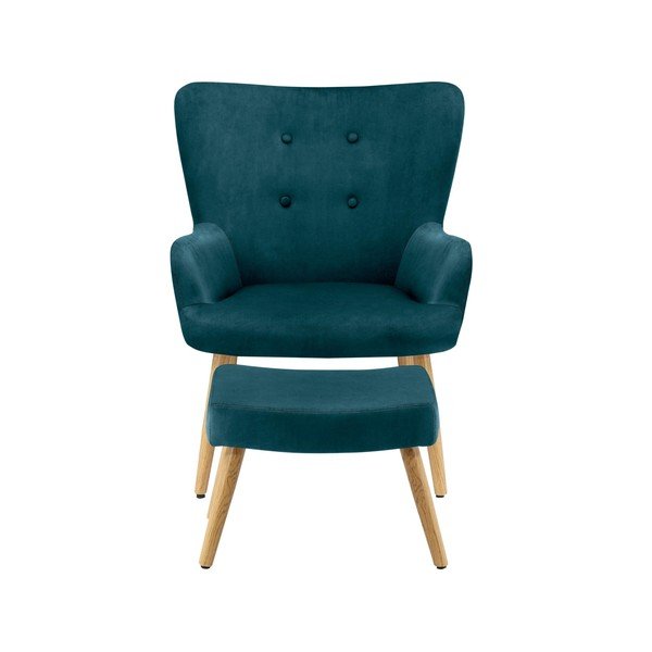 Poltrona in velluto verde e blu Coco - Støraa-image-3
