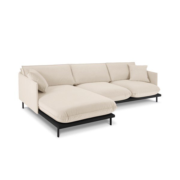 Divano angolare in velluto beige, angolo sinistro Auguste - Interieurs 86-image-3