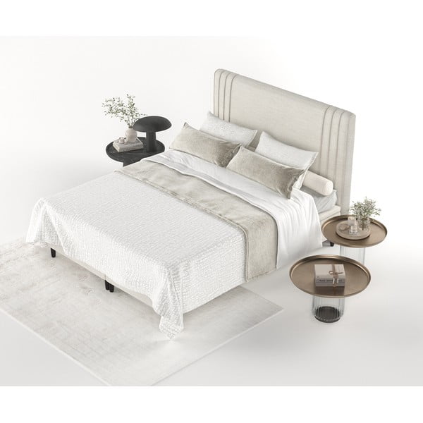 Letto matrimoniale imbottito beige con contenitore 160x200 cm Musca - Maison de Rêve-image-4