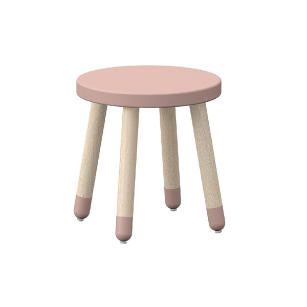 Sgabello per bambini rosa con gambe in frassino, ø 30 cm Dots - Flexa