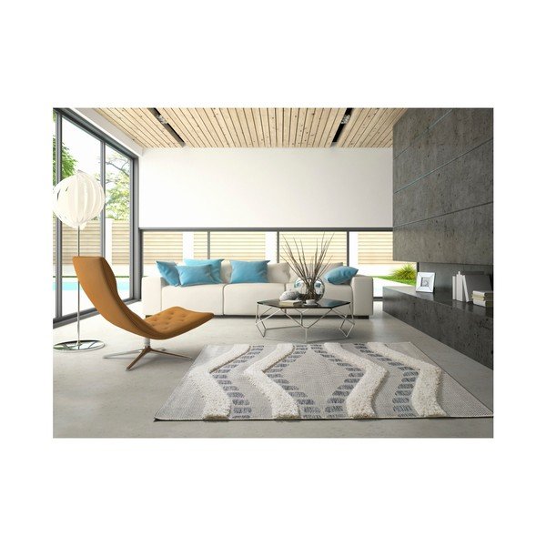 Tappeto bianco e grigio Cheroky Harto, 155 x 230 cm - Universal-image-1