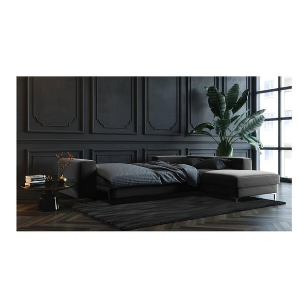 Divano letto angolare in velluto grigio scuro Devichy , angolo destro Rothe - devichy-image-3
