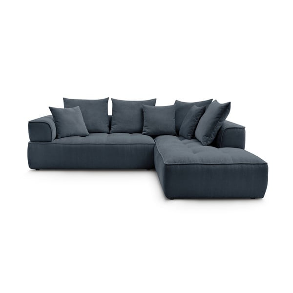 Divano angolare blu scuro (penisola a destra/a L) con rivestimento in ciniglia Whesley – Bobochic Paris