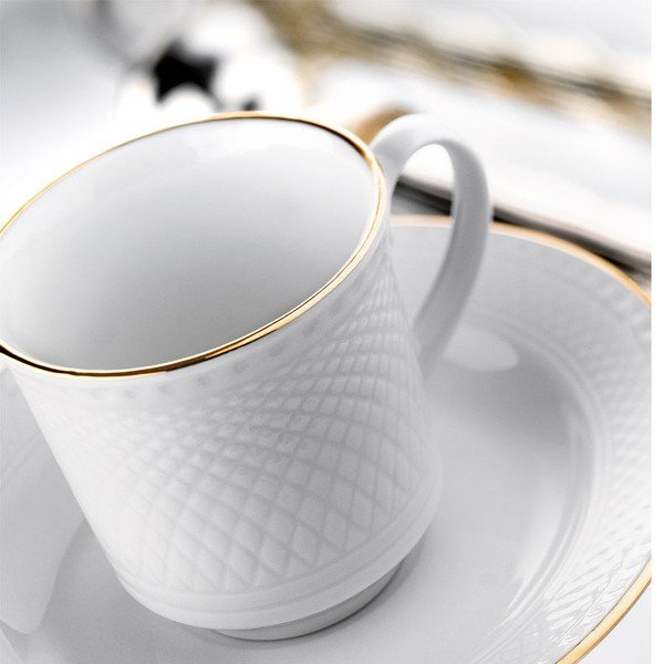 Set di 6 tazze e piattini in porcellana Kutahya Gold Line, 80 ml - Kütahya Porselen-image-1