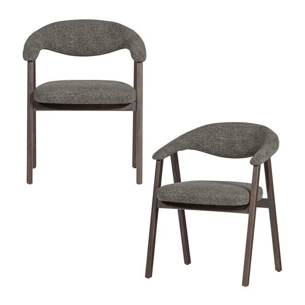 Sedie da pranzo in set grigie imbottito con braccioli 2 pz Avar – WOOOD