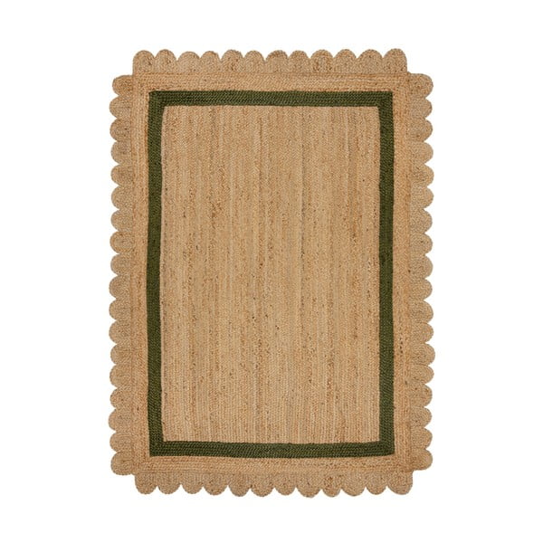 Tappeto verde scuro/di colore naturale in iuta tessuto a mano 160x230 cm Grace Green – Flair Rugs