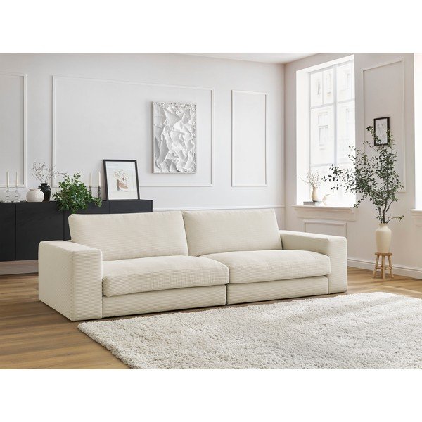 Divano beige con rivestimento in velluto a coste 274 cm Leonard – Bobochic Paris-image-1