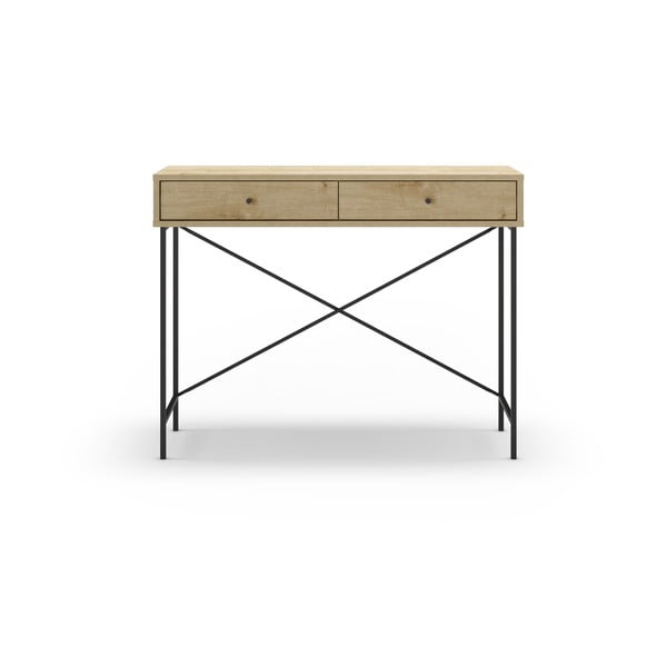 Consolle con piano in rovere decorato in colore naturale 35x110 cm Titan - Marckeric-image-4