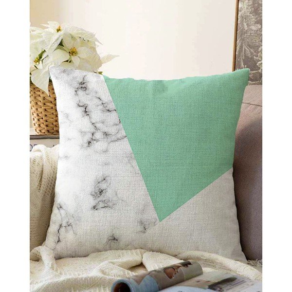 Federa in misto cotone verde-grigio Marmo, 55 x 55 cm - Minimalist Cushion Covers