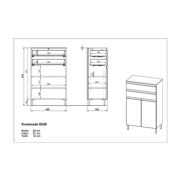 Mobile bagno grigio scuro in rovere 60x97 cm Salinas - Germania-image-4