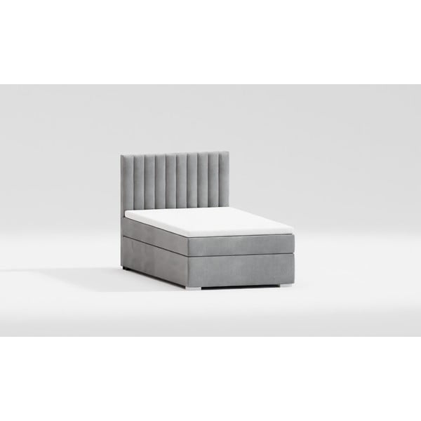 Letto singolo imbottito con contenitore grigio chiaro con materasso e topper inclusi 80x200 cm Bunny – Ropez-image-4