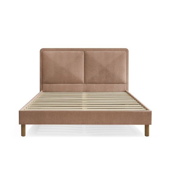 Letto matrimoniale imbottito rosa polveroso imbottito con rete inclusa 140x190 cm Mara – Bobochic Paris