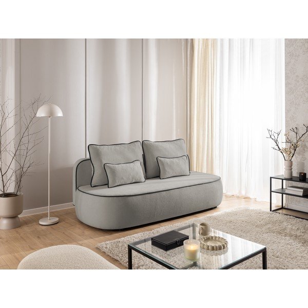 Divano nero/grigio allungabile/con contenitore con rivestimento in velluto 210 cm Saga – Ropez-image-2