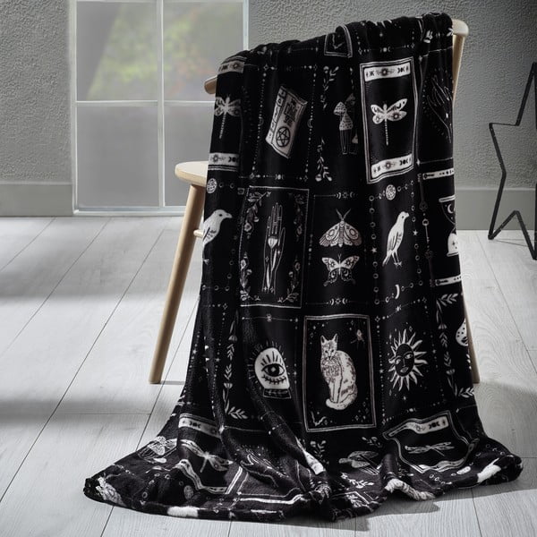 Coperta nera in micropile a tema Halloween 130x170 cm Enchanted Witchcraft – Catherine Lansfield-image-1