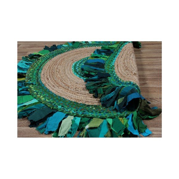 Tappeto circolare in iuta e cotone Eco Rugs Verde, Ø 120 cm - Eko Halı-image-1