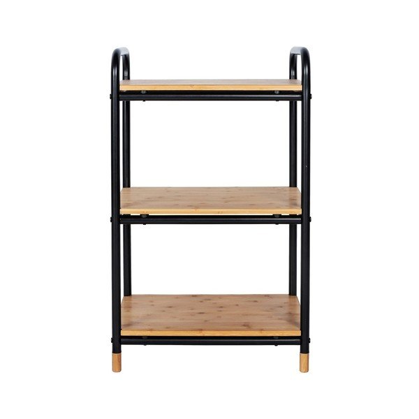 Scaffale da bagno nero in metallo con 3 ripiani in bambù 42x69 cm Loft - Wenko-image-2