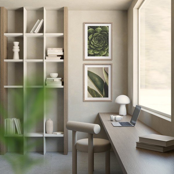 Set di dipinti stampati con cornice inclusa 2 pz 30x40 cm Beauty Green – Styler-image-1