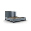 Letto matrimoniale imbottito blu chiaro con contenitore con griglia 160x200 cm Casey - Mazzini Beds