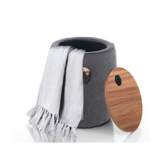 Pouf grigio con vano portaoggetti Barril - Tomasucci