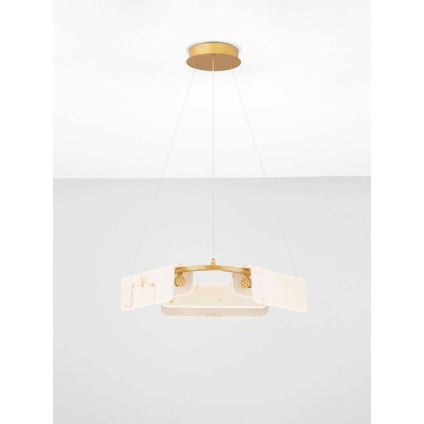 Lampadario LED color crema/color ottone con effetto marmo con intensità regolabile ø 63 cm Aider – Nova Luce-image-4