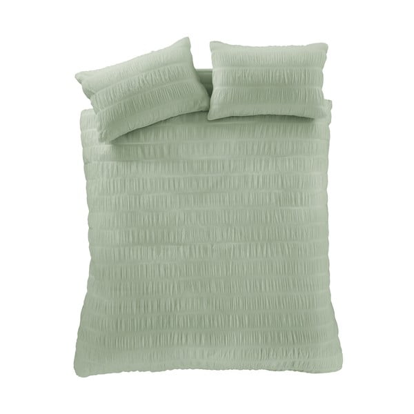 Biancheria da letto in crêpe verde chiaro per letto singolo 135x200 cm Seersucker - Catherine Lansfield