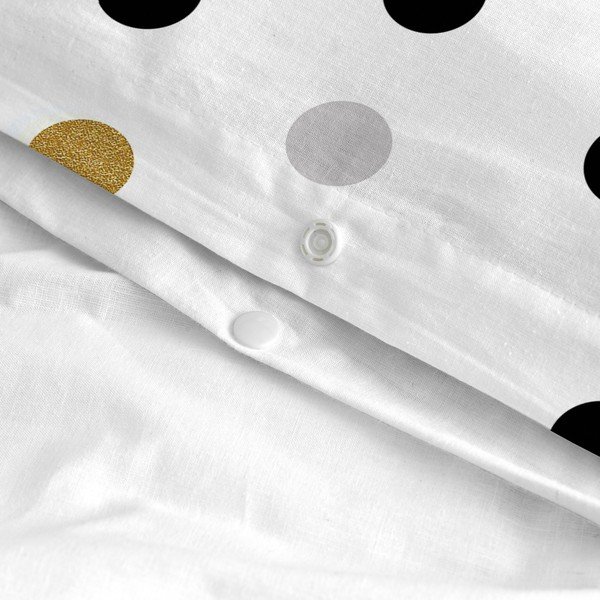 Copripiumino in cotone bianco per letto singolo 140x200 cm Golden dots - Blanc-image-4