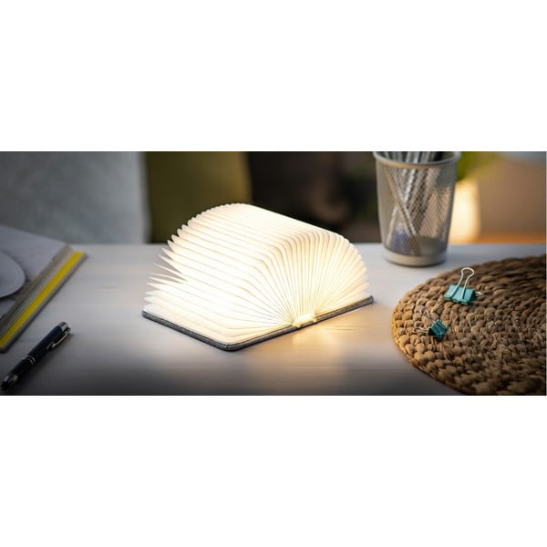 Decorazione luminosa grigia con ricarica USB Booklight – Gingko-image-3