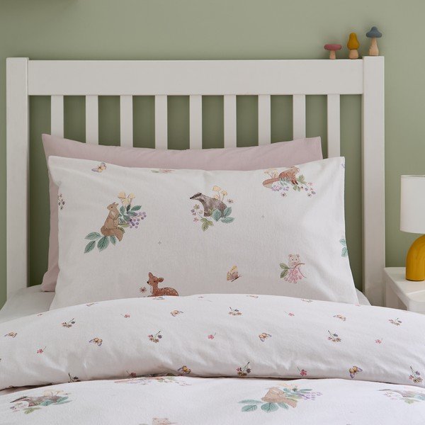 Set copripiumino e federa da bambini color crema in flanella per letto singolo 120x150 cm Brushed Forest Friends – Catherine Lansfield-image-4