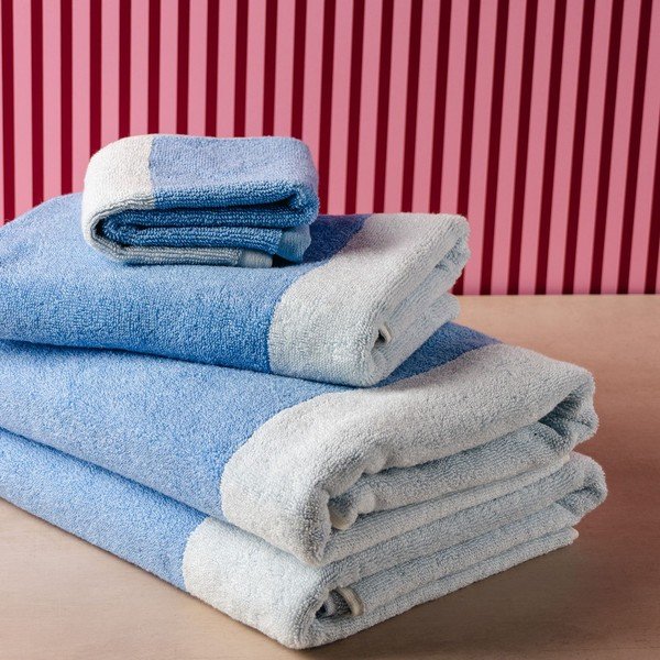 Set di asciugamani tipo terry blu in cotone 2 pz 50x100 cm Pixie – ONA-image-3