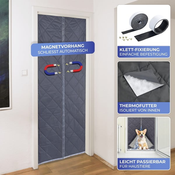 Tenda termica per porte in grigio-argento 80x200 cm - Maximex-image-3