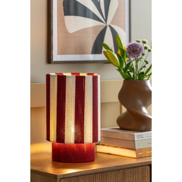 Lampada da tavolo rossa/bianca con rivestimento in corda (altezza totale 35 cm) Vienna Stripes – Leitmotiv-image-1