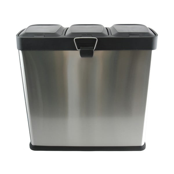 Cestino per la spazzatura color argento opaco in acciaio per raccolta differenziata/con pedale 3x20 l   Tri Selectif – MSV-image-4