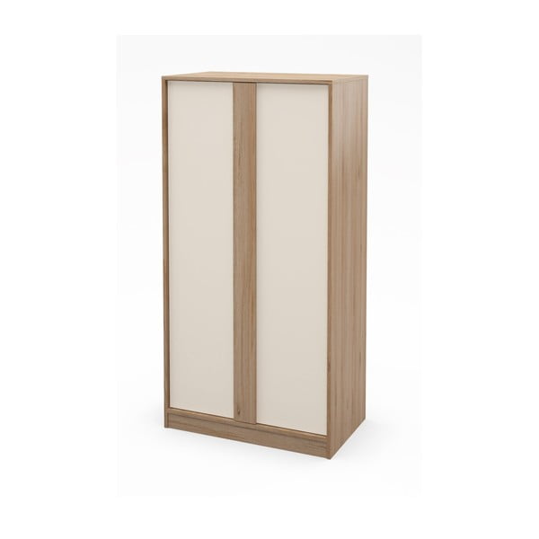 Armadio effetto rovere in colore crema-naturale 90x180x53 cm Dennis - Marckeric-image-3